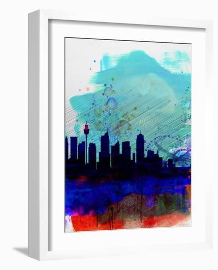 Sydney Watercolor Skyline-NaxArt-Framed Art Print