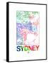 Sydney Watercolor Street Map-NaxArt-Framed Stretched Canvas