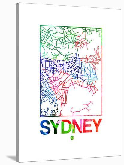 Sydney Watercolor Street Map-NaxArt-Stretched Canvas