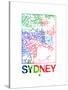 Sydney Watercolor Street Map-NaxArt-Stretched Canvas