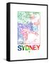 Sydney Watercolor Street Map-NaxArt-Framed Stretched Canvas