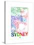 Sydney Watercolor Street Map-NaxArt-Stretched Canvas