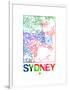 Sydney Watercolor Street Map-NaxArt-Framed Art Print