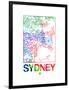 Sydney Watercolor Street Map-NaxArt-Framed Art Print