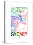 Sydney Watercolor Street Map-NaxArt-Stretched Canvas