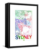 Sydney Watercolor Street Map-NaxArt-Framed Stretched Canvas