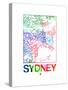 Sydney Watercolor Street Map-NaxArt-Stretched Canvas