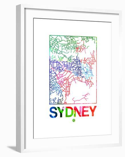 Sydney Watercolor Street Map-NaxArt-Framed Art Print