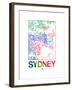 Sydney Watercolor Street Map-NaxArt-Framed Art Print