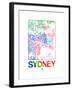 Sydney Watercolor Street Map-NaxArt-Framed Art Print