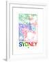 Sydney Watercolor Street Map-NaxArt-Framed Art Print