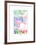 Sydney Watercolor Street Map-NaxArt-Framed Art Print