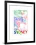 Sydney Watercolor Street Map-NaxArt-Framed Art Print