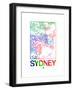 Sydney Watercolor Street Map-NaxArt-Framed Art Print