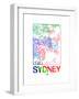 Sydney Watercolor Street Map-NaxArt-Framed Art Print