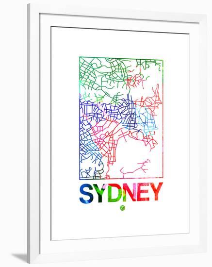 Sydney Watercolor Street Map-NaxArt-Framed Art Print