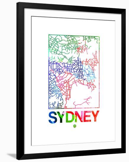 Sydney Watercolor Street Map-NaxArt-Framed Art Print