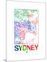 Sydney Watercolor Street Map-NaxArt-Mounted Art Print