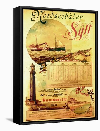 Sylt North Sea Baths', Poster Advertising the Sylt Steamship Company, 1893-German School-Framed Stretched Canvas