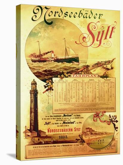 Sylt North Sea Baths', Poster Advertising the Sylt Steamship Company, 1893-German School-Stretched Canvas