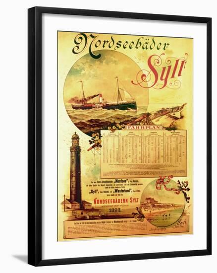 Sylt North Sea Baths', Poster Advertising the Sylt Steamship Company, 1893-German School-Framed Giclee Print