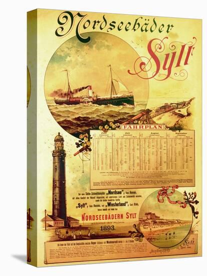 Sylt North Sea Baths', Poster Advertising the Sylt Steamship Company, 1893-German School-Stretched Canvas