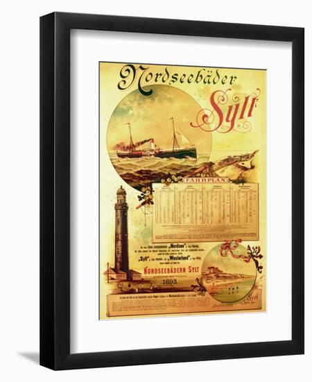 Sylt North Sea Baths', Poster Advertising the Sylt Steamship Company, 1893-German School-Framed Premium Giclee Print