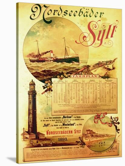 Sylt North Sea Baths', Poster Advertising the Sylt Steamship Company, 1893-German School-Stretched Canvas