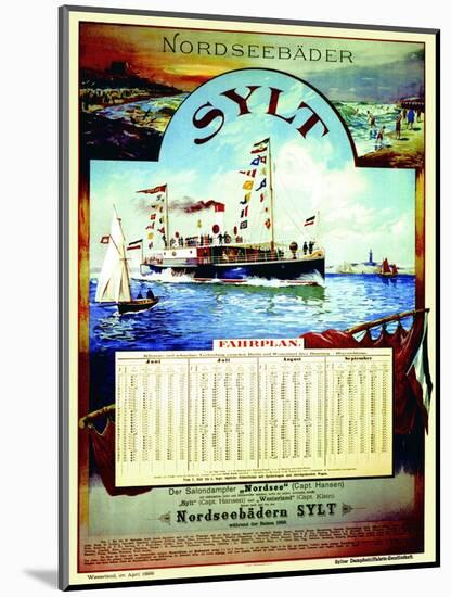 Sylt', Poster Advertising the Sylt Steamship Company, 1899-German School-Mounted Giclee Print