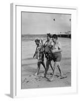 Sylvania Seabreeze Cruise, Passengers Taking a Stroll on the Beach-Peter Stackpole-Framed Premium Photographic Print