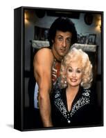 Sylvester Stallone and Dolly Parton RHINESTONE, 1984 directed by BOB CLARK (photo)-null-Framed Stretched Canvas