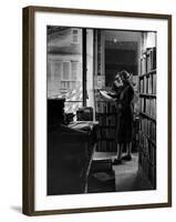 Sylvia Beach in Upstairs Apartment Where She Hid Her Books During German Occupation-David Scherman-Framed Premium Photographic Print