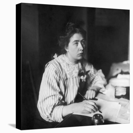 Sylvia Pankhurst Sitting at Her Desk Writing a Letter-null-Stretched Canvas