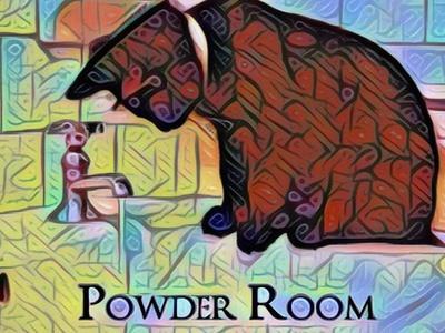 Powder Room Cat on Bathroom Sink