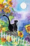 TUXEDO CAT MOONLIGHT SUNFLOWERS-sylvia pimental-Art Print