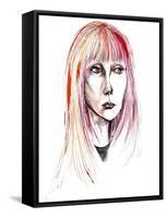 Sylvie Guillem - colour ink portrait-Neale Osborne-Framed Stretched Canvas