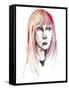 Sylvie Guillem - colour ink portrait-Neale Osborne-Framed Stretched Canvas