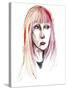 Sylvie Guillem - colour ink portrait-Neale Osborne-Stretched Canvas