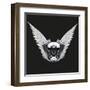 Symbol of Motorcycle Engine with White Open Wings-Batareykin-Framed Art Print