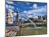 Symbol of Singapore and Downtown Skyline in Fullerton Area, Clarke Quay, Merlion-Bill Bachmann-Mounted Photographic Print