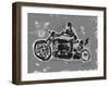 Symbolic Image of an Old Racing Motorcycle with Cradles-Dmitriip-Framed Art Print