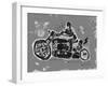 Symbolic Image of an Old Racing Motorcycle with Cradles-Dmitriip-Framed Art Print