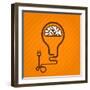 Symbolic Light Bulb with Brain inside and Electric Plug-AnnSunnyDay-Framed Art Print