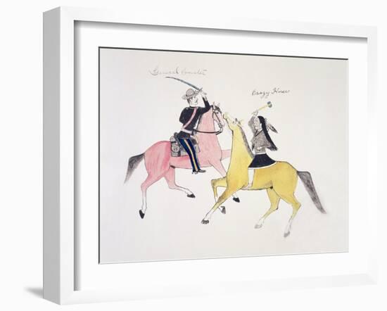 Symbolic Portrayal of the Conflict Between the Indians and the Whites-Kills Two-Framed Giclee Print