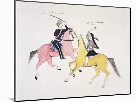 Symbolic Portrayal of the Conflict Between the Indians and the Whites-Kills Two-Mounted Giclee Print