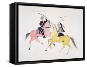 Symbolic Portrayal of the Conflict Between the Indians and the Whites-Kills Two-Framed Stretched Canvas