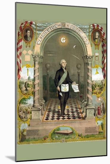 Symbols Masonic - Washington As a Master Mason-null-Mounted Art Print