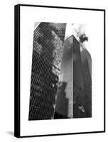 Symetric Perspective Skyscraper in Manhattan, NYC, White Frame, Full Size Photography-Philippe Hugonnard-Framed Stretched Canvas