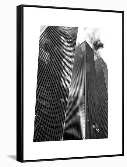 Symetric Perspective Skyscraper in Manhattan, NYC, White Frame, Full Size Photography-Philippe Hugonnard-Framed Stretched Canvas