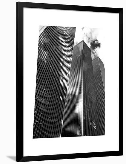 Symetric Perspective Skyscraper in Manhattan, NYC, White Frame, Full Size Photography-Philippe Hugonnard-Framed Art Print